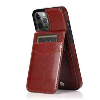 For Apple For Apple iPhone 15 Plus Luxury Vertical Magnetic Button Card ID Holder PU Leather Case Cover