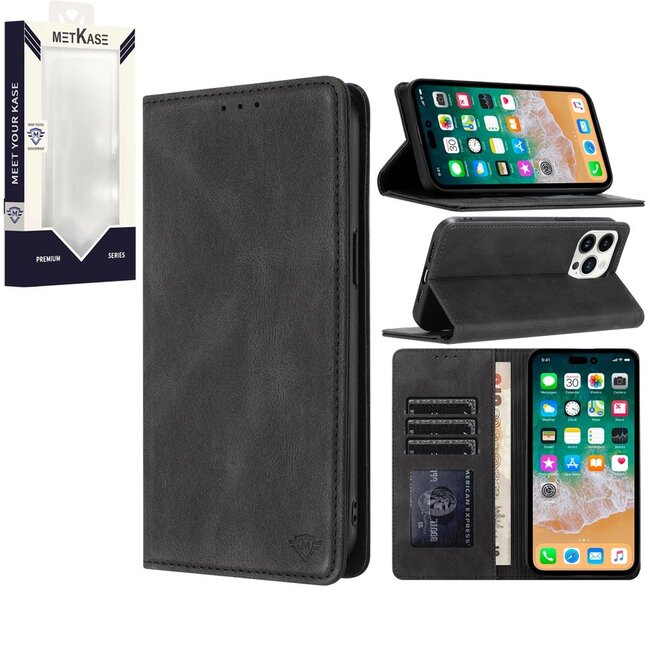 Motorola For MOTO G STYLUS 5G (2023) METKASE Wallet PU Vegan Leather ID Card Money Holder with Magnetic Closure in Slide-Out Package