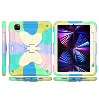 For Apple For Apple iPad 10th Gen 2022 Butterfly Kickstand 3in1 Tough Hybrid Case Cover with Shoulder Strap