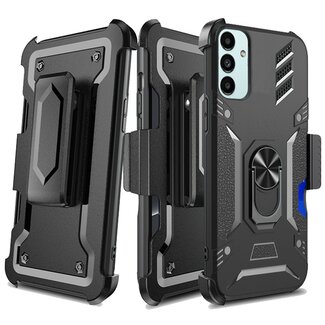 For Samsung For Samsung Galaxy A13 5G, A04E, A04s 3in1 Combo Holster Invisible Card Holder Magnetic Ring Stand Hybrid Case Cover