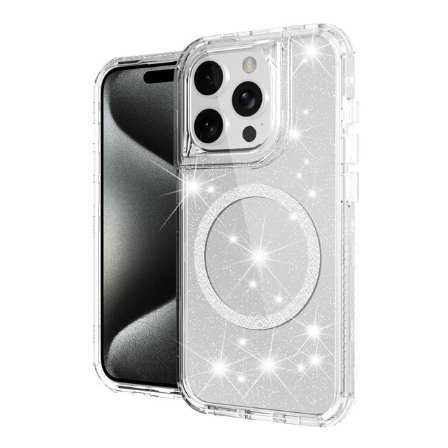 For Apple For Apple iPhone 15 Pro max Magnetic Ring Glitter 3in1 Hybrid Case Cover