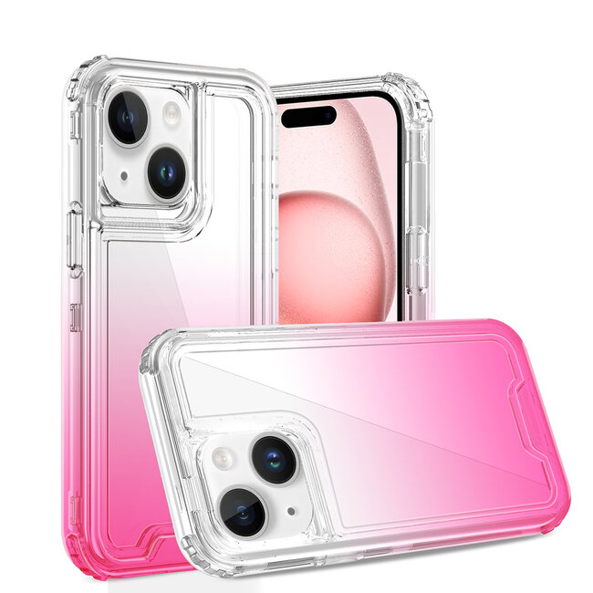 For Apple For Apple iPhone 15 Pro Max 3in1 Two Tone Shockproof Transparent Hybrid Case