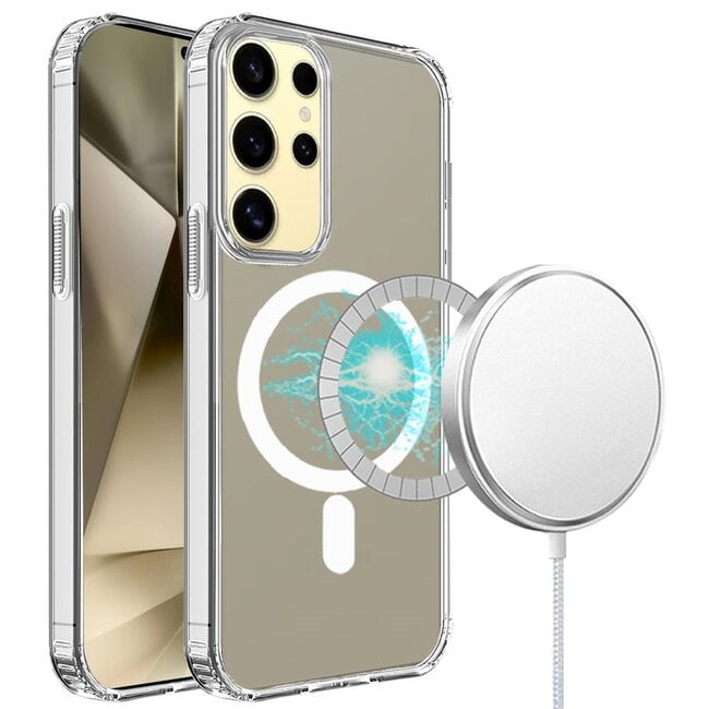 Techy For Samsung Galaxy s24 Ultra TRUE Transparent Magnetic Circle Shockproof Hybrid Case Cover
