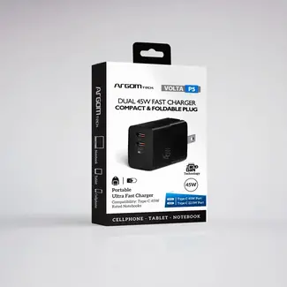 Argom Volta P5 Gan 2 45W PD Dual Type C  With Foldable Plug Wall Charger