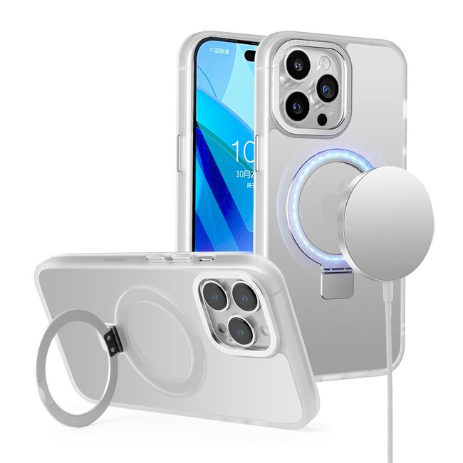 For Apple For Apple iPhone 14 PRO 6.1" Metal Chrome Kickstand Magnetic Circle Shockproof Matching Camera Hybrid Case Cover