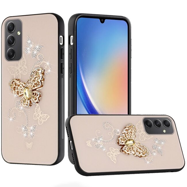 For Samsung For Samsung Galaxy A15 5G SPLENDID Diamond Glitter Ornaments Engraving Case Cover Garden Butterfly