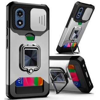 Motorola For Motorola Moto G Play 2024 Multi-Functional Card Magnetic Ring Stand Hybrid Camera Case Cover