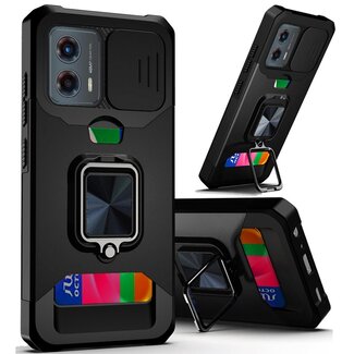 Motorola For Motorola Moto G 5G 2024 Multi-Functional Card Magnetic Ring Stand Hybrid Camera Case Cover