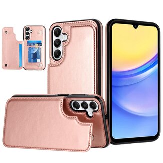 For Samsung For Samsung A15 5G Luxury Side Magnetic Button Card ID Holder PU Leather Case Cover