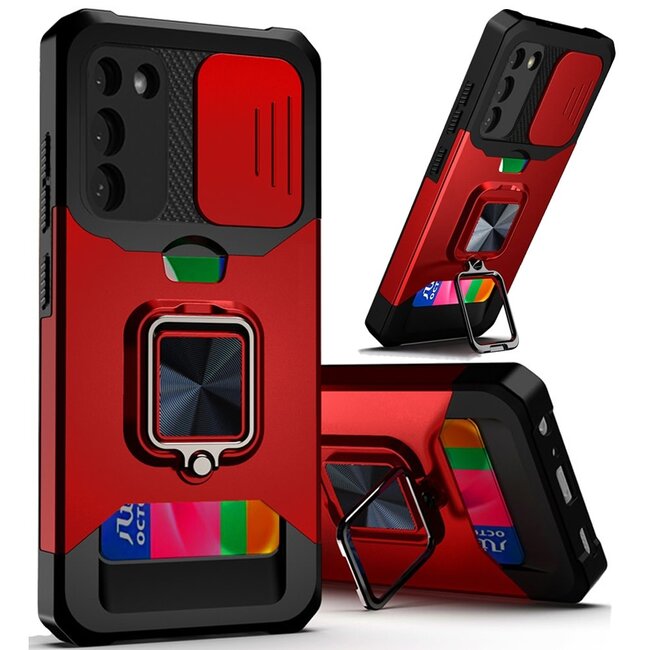 For Samsung For Samsung Galaxy s24 Multi-Functional Card Magnetic Ring Stand Hybrid Camera Case Cover