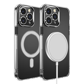 For Apple For Apple iPhone 15 Pro Thick Transparent Magnetic Circle Shockproof Hybrid