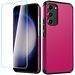 For Samsung For Samsung Galaxy S23 FE 5G Tough Strong Hybrid Case Cover + Tempered Glass