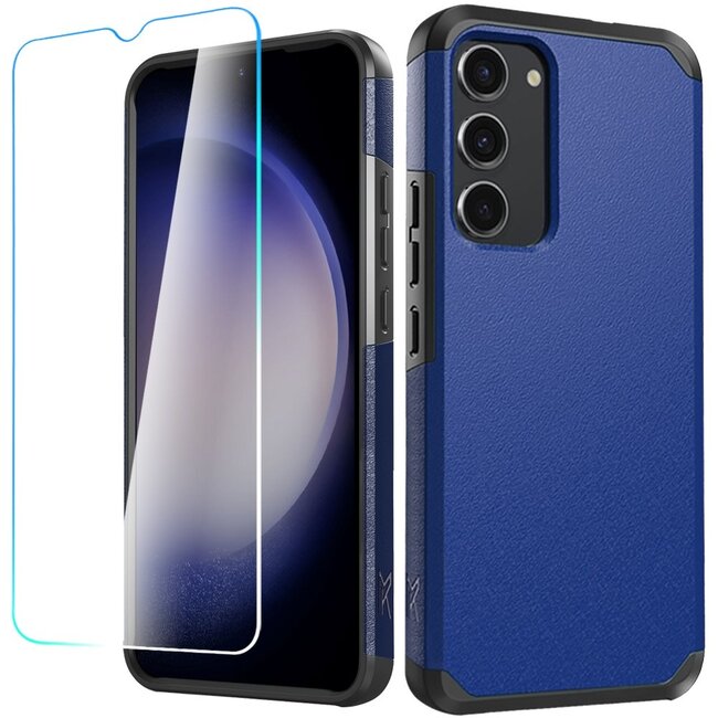 For Samsung For Samsung Galaxy S23 FE 5G Tough Strong Hybrid Case Cover + Tempered Glass