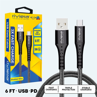 RIVIERA 6 Feet [USB - Type C (PD) ] - Fast Charging Cable RIVIERA - Braided (14)