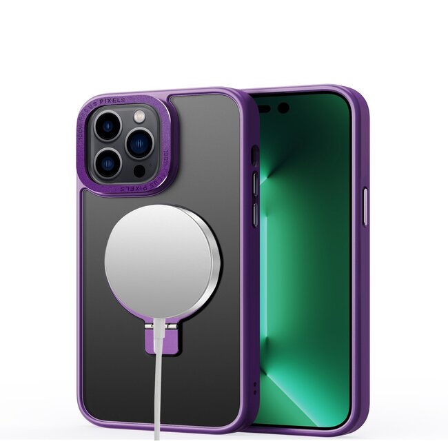For Apple For Apple iPhone 15 Metal Chrome Kickstand Magnetic Circle Shockproof Matching Camera Hybrid