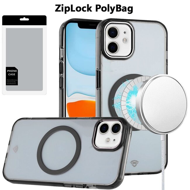 For Apple [PolyBag] For Apple iPhone 11 Magnetic Circle Ring Transparent Premium Acrylic with Metal Buttons & Camera Raised Lip