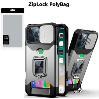 Techy [PolyBag] For Apple iPhone 16 Pro Max 6.9 inch Multi-Functional Card Magnetic Ring Stand Hybrid Camera