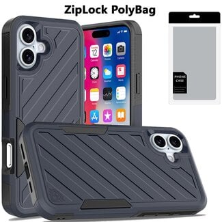 For Apple [PolyBag] For Apple iPhone 16 6.1 inch Noble lined shockproof dual layer hybrid