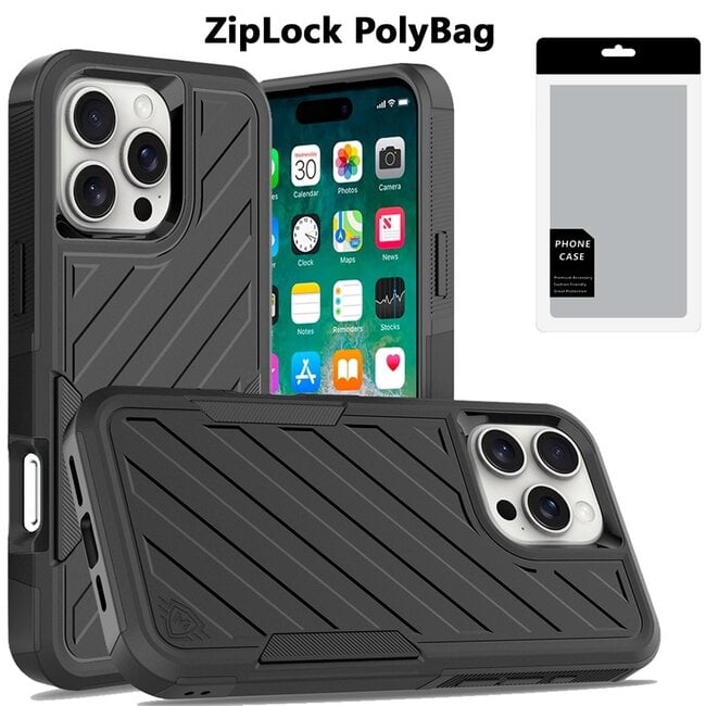 For Apple [PolyBag] For Apple iPhone 16 Pro Max 6.9 inch Noble lined shockproof dual layer hybrid