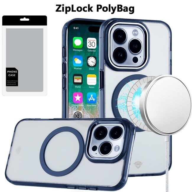 For Apple [PolyBag] For Apple iPhone 16 Pro Max 6.9 inch Magnetic Circle Ring Transparent Premium Acrylic with Metal Buttons & Camera Raised Lip