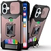 Techy For Apple iPhone 16 6.1 inch Multi-Functional Card Magnetic Ring Stand Hybrid Camera Case Cover