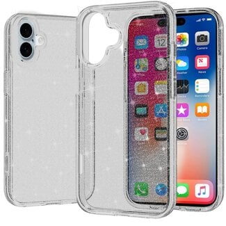 For Apple For Apple iPhone 16 6.1 inch Glitter Ultra Thick 3mm Transparent Hybrid Case Cover