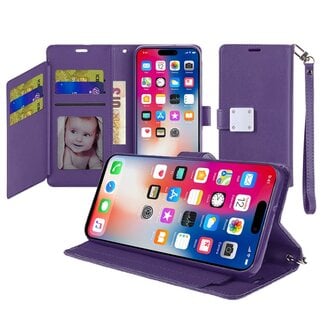 For Apple For Apple iPhone 16 6.1 inch Wallet ID Card Holder Case Cover