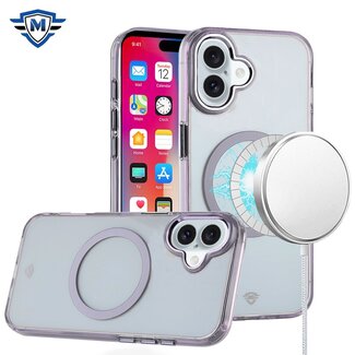 For Apple For Apple iPhone 16 6.1 inch METKASE Magnetic Circle Ring Transparent Premium Acrylic Case Cover with Metal Buttons & Camera Raised Lip in Slide-Out Package