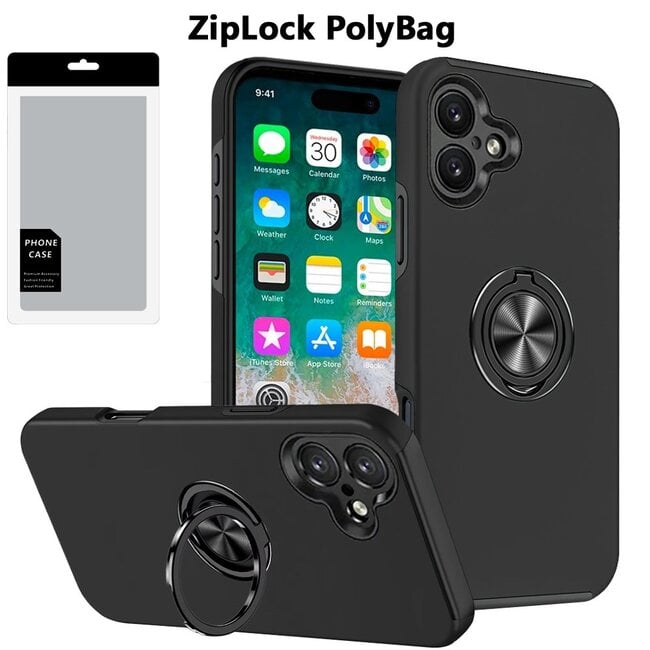 For Apple [PolyBag] For Apple iPhone 16 Plus 6.7 inch CHIEF Oil Painted Magnetic Ring Stand Hybrid