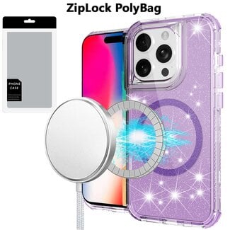 For Apple [PolyBag] For Apple iPhone 16 Pro 6.3 inch Magnetic Ring Glitter 3in1 Hybrid Case Cover