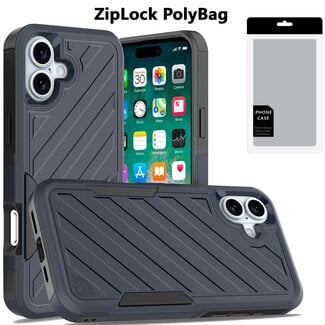 For Apple [PolyBag] For Apple iPhone 16 Plus 6.7 inch Noble lined shockproof dual layer hybrid