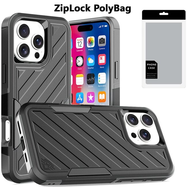 For Apple [PolyBag] For Apple iPhone 16 Pro 6.3 inch Noble lined shockproof dual layer hybrid