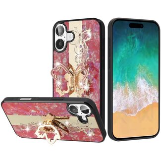 For Apple For Apple iPhone 16 Plus 6.7 inch SPLENDID Diamond Glitter Ornaments Engraving Case Cover Enchanted Butterfly