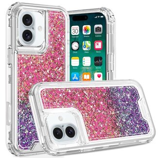 For Apple For Apple iPhone 16 Plus 6.7 inch Epoxy Sticker Glitter 3in1 Shockproof Transparent Hybrid Case