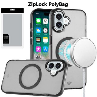 For Apple [PolyBag] For Apple iPhone 16 Plus 6.7 inch Magnetic Circle Ring Transparent Premium Acrylic with Metal Buttons & Camera Raised Lip