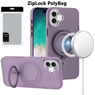 For Apple [PolyBag] For Apple iPhone 16 Plus 6.7 inch Hoop Kickstand Magnetic Circle HD Transparent Chrome Hybrid