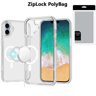 For Apple [PolyBag] For Apple iPhone 16 Plus 6.7 inch Sturdy Ultra Magnetic Circle Thick 3mm Transparent Hybrid