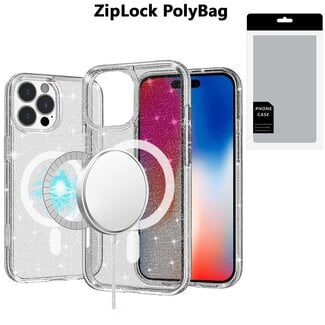 Techy [PolyBag] For iPhone 16 Pro 6.3 inch Glitter Ultra Magnetic Circle Thick 3mm Transparent Hybrid