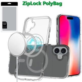 For Apple [PolyBag] For Apple iPhone 16 6.1 inch Thick Transparent Magnetic Circle Shockproof Hybrid