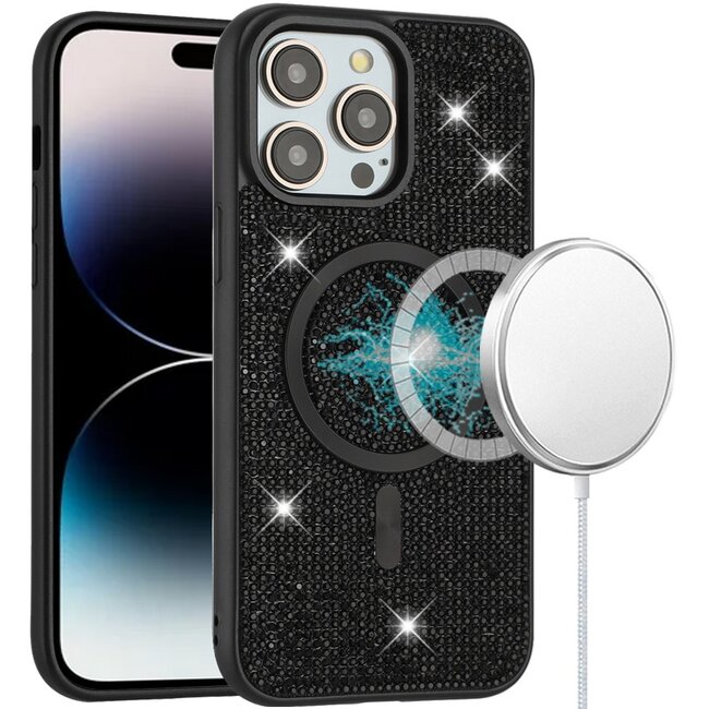 For Apple For Apple iPhone 14 PRO MAX 6.7" Diamond Magnetic Circle with CD Pattern Hybrid