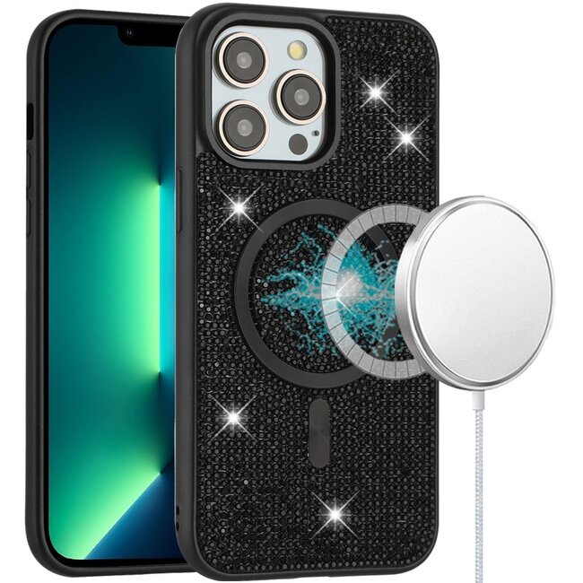 For Apple For Apple iPhone 13 Pro Max Diamond Magnetic Circle with CD Pattern Hybrid