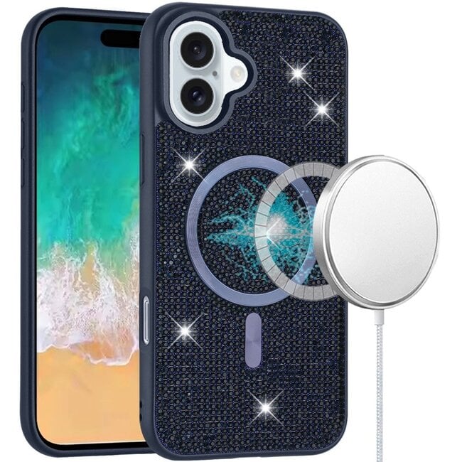 For Apple For Apple iPhone 16 Plus 6.7 inch Diamond Magnetic Circle with CD Pattern Hybrid