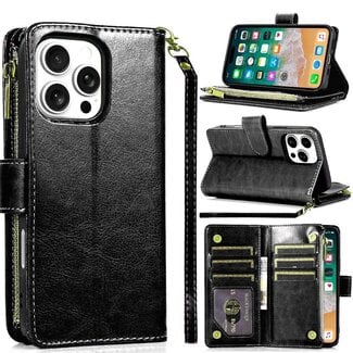 For Apple For Apple iPhone 16 Pro Max 6.9 inch Luxury Wallet Card ID Zipper Money Holder Case Cover