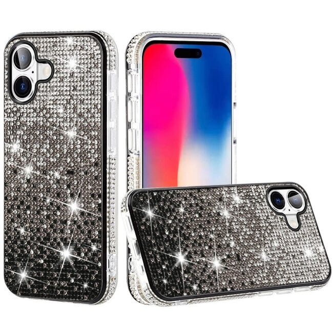 For Apple For Apple iPhone 16 6.1 inch Party Diamond Bumper Bling Hybrid Case Cover