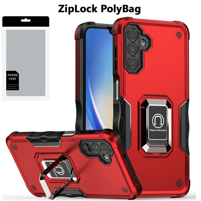 For Samsung [PolyBag] For Samsung Galaxy A15 5G OPTIMUM Magnetic Ring Stand Hybrid