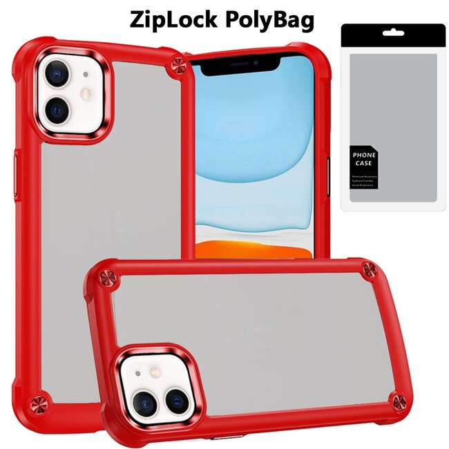 For Apple [PolyBag] For Apple iPhone 11 Ultimate CaseX Transparent Hybrid Case with Metal Buttons And Camera Edges