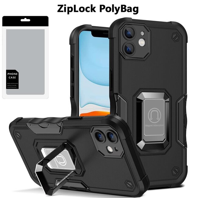 For Apple [PolyBag] For Apple iPhone 11 OPTIMUM Magnetic Ring Stand Hybrid