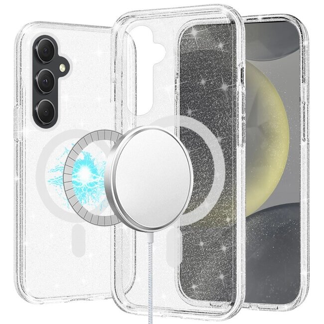 For Samsung For Samsung Galaxy s24 METKASE Magnetic Glitter Ultra Thick 3mm Transparent Hybrid in Slide-Out Package