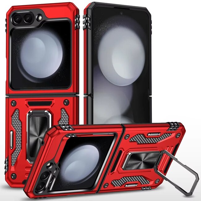 For Samsung For Samsung Z Flip 6 Utter Tough Metal Ring Movable Camera Window Hybrid Case Cover
