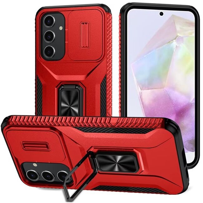 For Samsung For Samsung Galaxy A55 5G Complete Magnetic Metal Ring Stand Camera Protection Hybrid